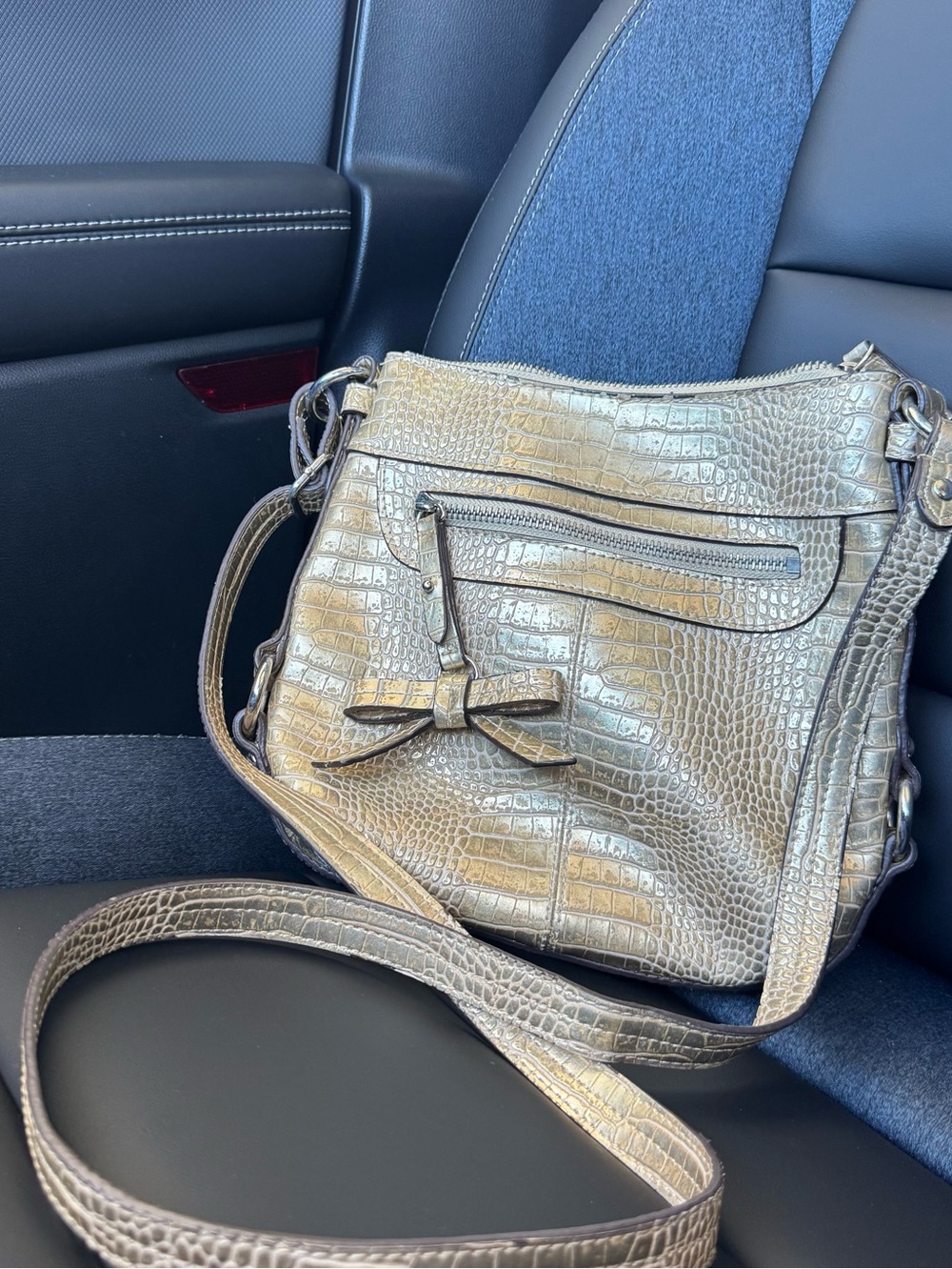 Gold/silver croc skin crossbody